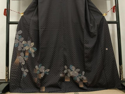 平和屋着物●花織　訪問着　作家物　蔦の葉文　金彩　正絹　逸品　AABG9043ph