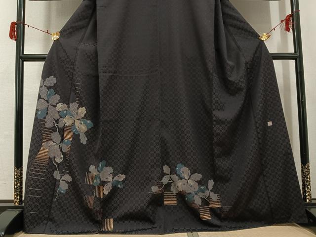 平和屋着物●花織　訪問着　作家物　蔦の葉文　金彩　正絹　逸品　AABG9043ph