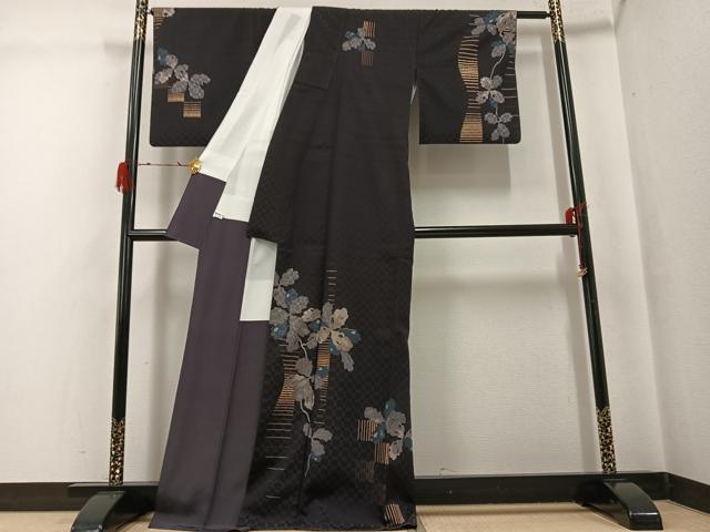 平和屋着物●花織　訪問着　作家物　蔦の葉文　金彩　正絹　逸品　AABG9043ph