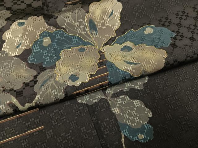 平和屋着物●花織　訪問着　作家物　蔦の葉文　金彩　正絹　逸品　AABG9043ph