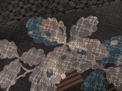 平和屋着物●花織　訪問着　作家物　蔦の葉文　金彩　正絹　逸品　AABG9043ph