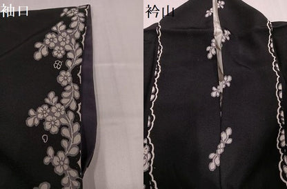 平和屋着物●松田聖子　SEIKOMATSUDA　小紋　花間道　黒地　正絹　逸品　AABG9048ph