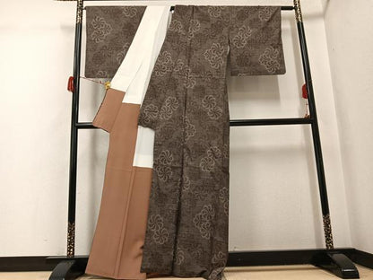 平和屋着物●本場大島紬　カタス9マルキ　ねじ花　正絹　逸品　AABG9053ph