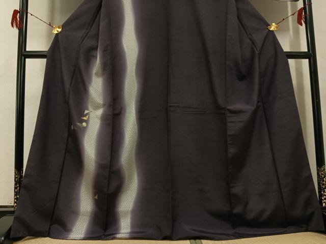 平和屋着物●訪問着　紬地　竹屋町刺繍　間道　暈し染め　金銀彩　正絹　逸品　AABG9054ph