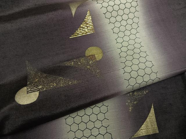 平和屋着物●訪問着　紬地　竹屋町刺繍　間道　暈し染め　金銀彩　正絹　逸品　AABG9054ph
