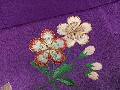 平和屋着物●豪華振袖　駒刺繍　桜文　暈し染め　金彩　正絹　逸品　AABG9056ph