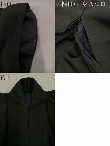 平和屋着物●男性　黒紋付　正絹　逸品　AABG9057ph