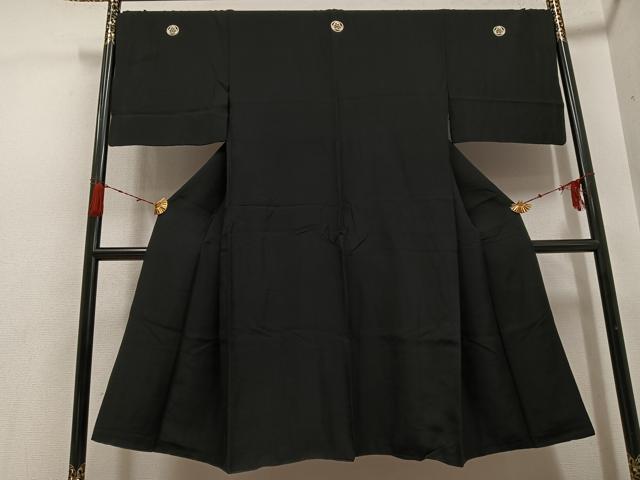 平和屋着物●男性　黒紋付　正絹　逸品　AABG9057ph