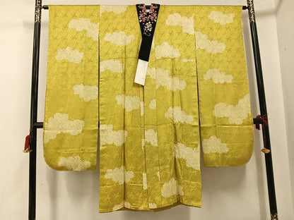 平和屋着物●振袖用長襦袢　無双仕立て　絞り　雲重ね文　やまと誂製　半衿刺繍　正絹　逸品　未使用　AABG9061ph