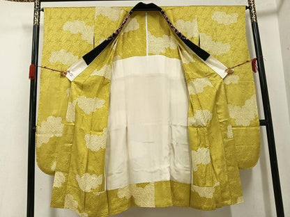 平和屋着物●振袖用長襦袢　無双仕立て　絞り　雲重ね文　やまと誂製　半衿刺繍　正絹　逸品　未使用　AABG9061ph
