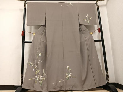 平和屋着物●訪問着　友禅　作家物　草花文　正絹　逸品　AABG9066ph