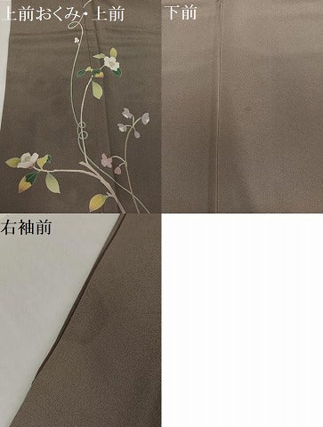 平和屋着物●訪問着　友禅　作家物　草花文　正絹　逸品　AABG9066ph