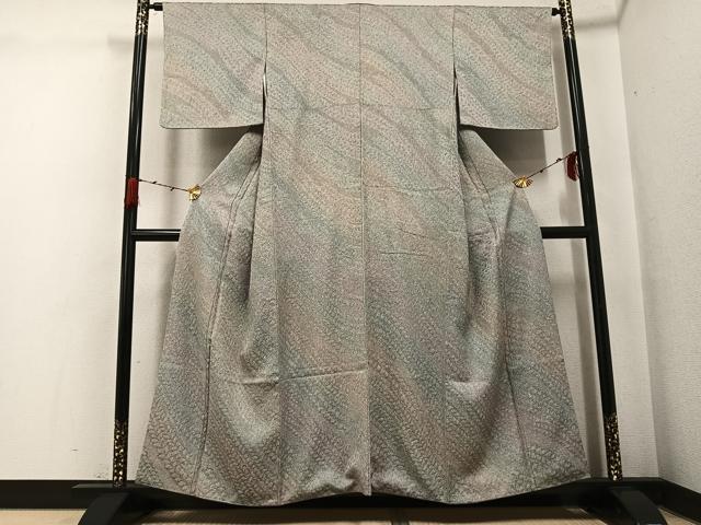平和屋着物●染めと織　彩密友禅作家や万本遊幾作　小紋　斜縞　暈し染め　正絹　逸品　AABG9068ph