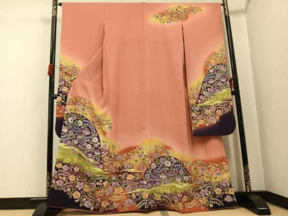 平和屋着物●豪華振袖　辻が花　絞り　暈し染め　金彩　正絹　逸品　AABG9072ph