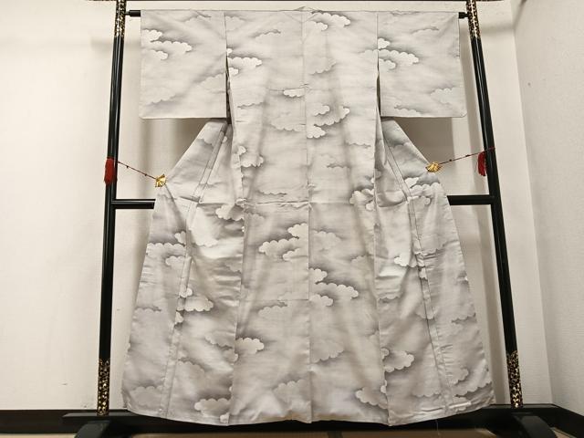 平和屋着物●本場大島紬　白大島　カタス9マルキ　雲重ね文　正絹　逸品　未使用　AABG9074ph