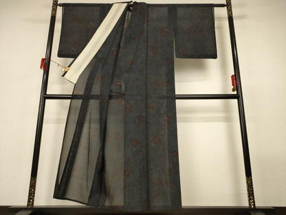 平和屋着物＊夏物 本場大島紬 夏大島 草花文 正絹 逸品 AABG9081jd