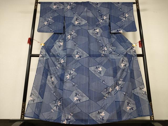 平和屋着物＊夏物　小紋　絽　切嵌草花文　洗える着物　AABG9082jd