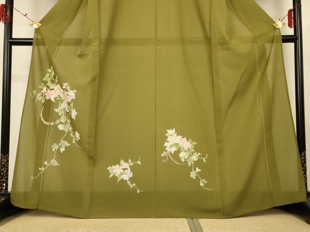 平和屋着物＊夏物 訪問着 絽 友禅 草花文 銀彩 正絹 逸品 未使用 AABG9084jd