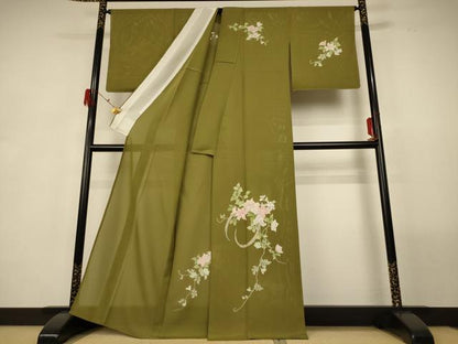 平和屋着物＊夏物 訪問着 絽 友禅 草花文 銀彩 正絹 逸品 未使用 AABG9084jd
