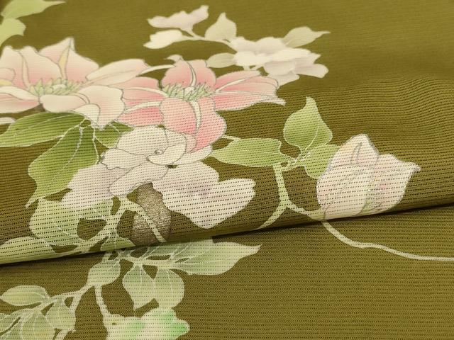 平和屋着物＊夏物 訪問着 絽 友禅 草花文 銀彩 正絹 逸品 未使用 AABG9084jd