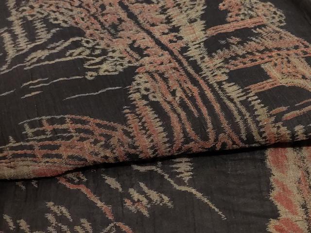 平和屋着物＊夏物 小千谷ちぢみ 風景文 麻 逸品 AABG9085jd