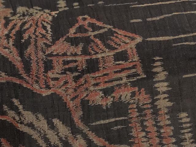 平和屋着物＊夏物 小千谷ちぢみ 風景文 麻 逸品 AABG9085jd