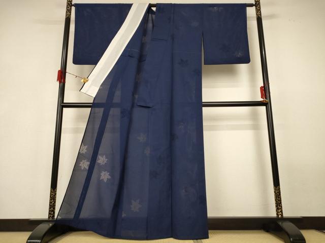 平和屋着物＊夏物　色無地　楓紋紗　褐返色　正絹　逸品　AABG9092jd