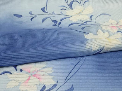 平和屋着物＊夏物 セミアンティーク 小紋 絽 草花文 暈し染め 銀彩 正絹 逸品 AABG9094jd