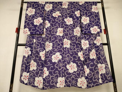 平和屋着物＊夏物　アンティーク　大正ロマン　小紋　絽　花唐草文　正絹　逸品　AABG9095jd