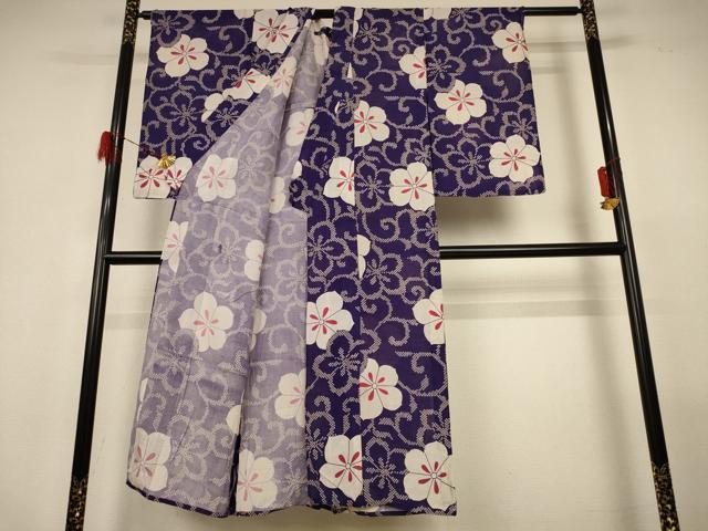 平和屋着物＊夏物　アンティーク　大正ロマン　小紋　絽　花唐草文　正絹　逸品　AABG9095jd
