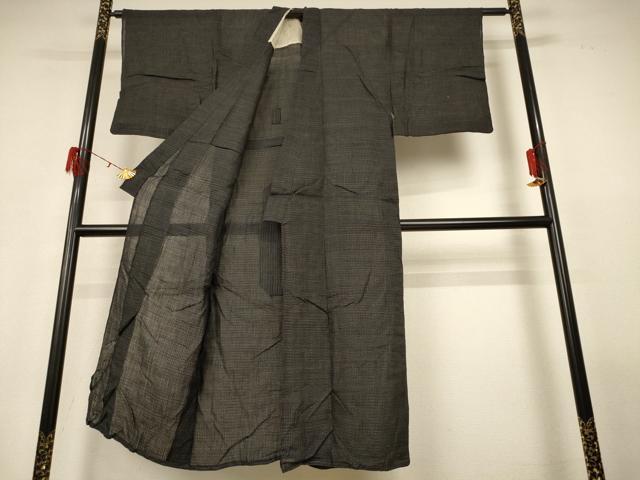 平和屋着物＊夏物 男性 紬 十字絣 正絹 逸品 AABG9096jd