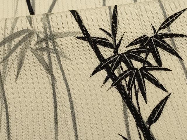 平和屋着物＊夏物 小紋 縦絽 笹竹文 正絹 逸品 AABG9103jd