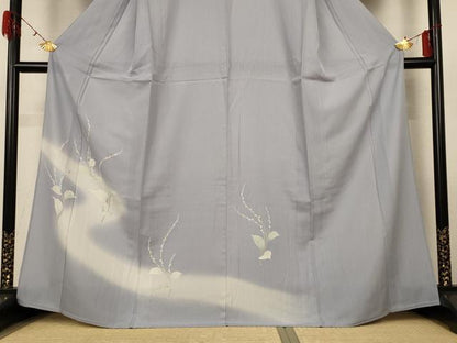 平和屋着物＊夏物 訪問着 縦絽 草花文 暈し染め 金彩 正絹 逸品 未使用 AABG9105jd