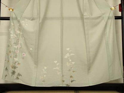 平和屋着物＊夏物 訪問着 絽 草花文 銀彩 正絹 逸品 AABG9106jd