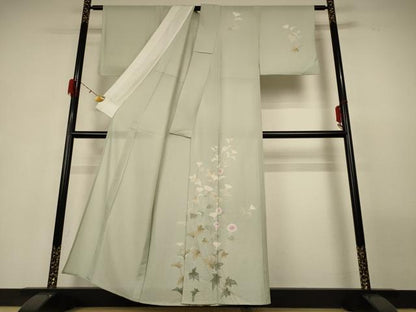 平和屋着物＊夏物 訪問着 絽 草花文 銀彩 正絹 逸品 AABG9106jd