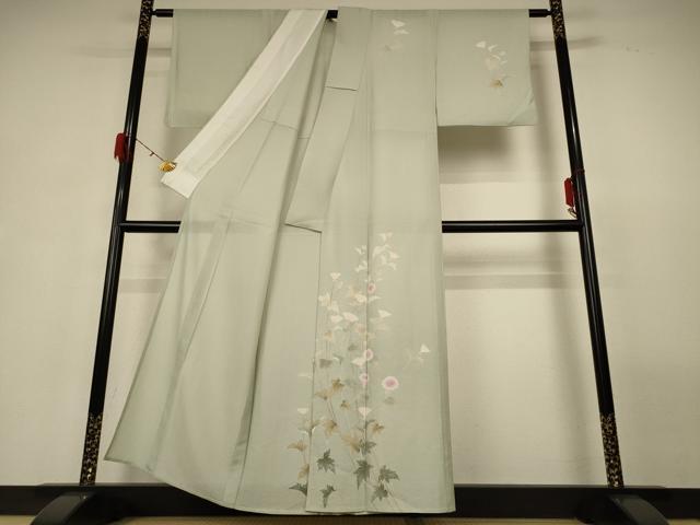 平和屋着物＊夏物 訪問着 絽 草花文 銀彩 正絹 逸品 AABG9106jd