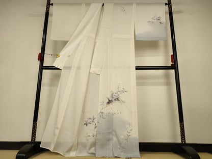 平和屋着物＊夏物 訪問着 絽 手描き 紫陽花 暈し染め 銀彩 さんび謹製 洗える着物 AABG9111jd
