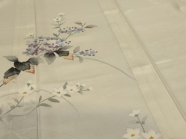 平和屋着物＊夏物 訪問着 絽 手描き 紫陽花 暈し染め 銀彩 さんび謹製 洗える着物 AABG9111jd