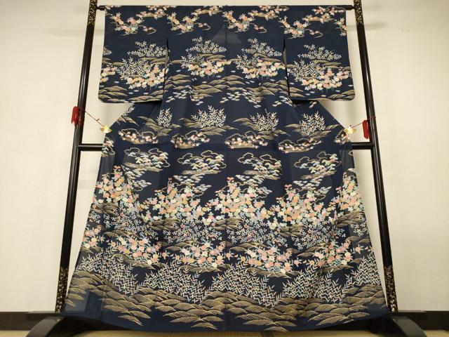 平和屋着物＊夏物　訪問着　絽縮緬　雲取り草花文　金彩　正絹　逸品　未使用　AABG9117jd