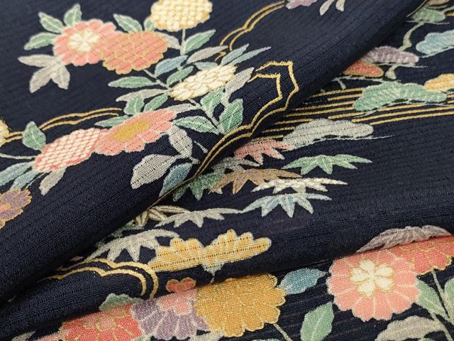平和屋着物＊夏物　訪問着　絽縮緬　雲取り草花文　金彩　正絹　逸品　未使用　AABG9117jd