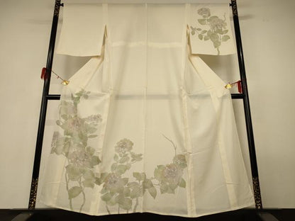 平和屋着物＊夏物 訪問着 絽 紫陽花 銀彩 正絹 逸品 AABG9118jd