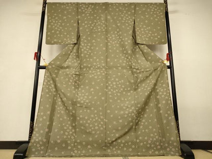 平和屋着物＊夏物 小紋 絽 草花文 ロング丈 正絹 逸品 AABG9120jd