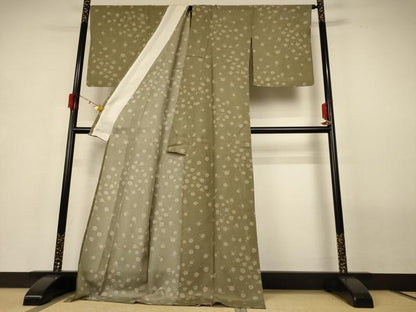 平和屋着物＊夏物 小紋 絽 草花文 ロング丈 正絹 逸品 AABG9120jd