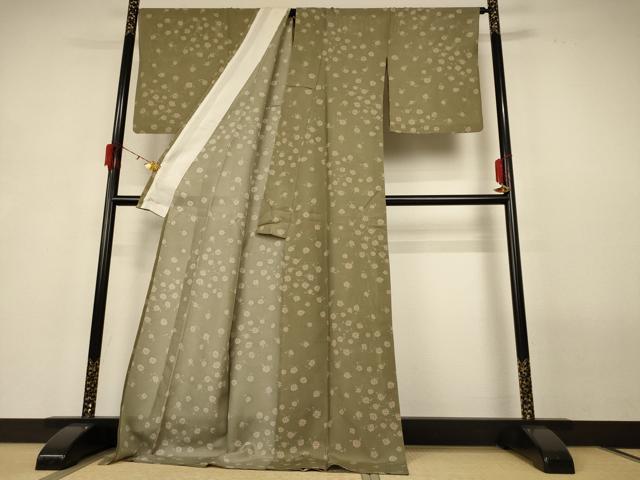 平和屋着物＊夏物 小紋 絽 草花文 ロング丈 正絹 逸品 AABG9120jd