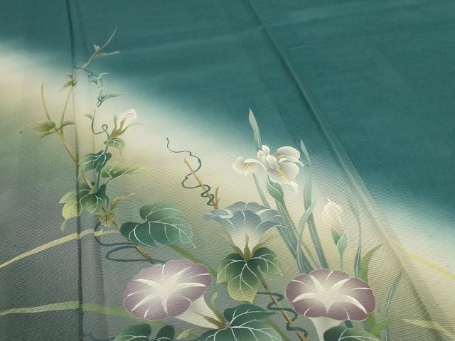 平和屋着物＊夏物 訪問着 絽 朝顔 暈し染め ロング丈 正絹 逸品 AABG9123jd
