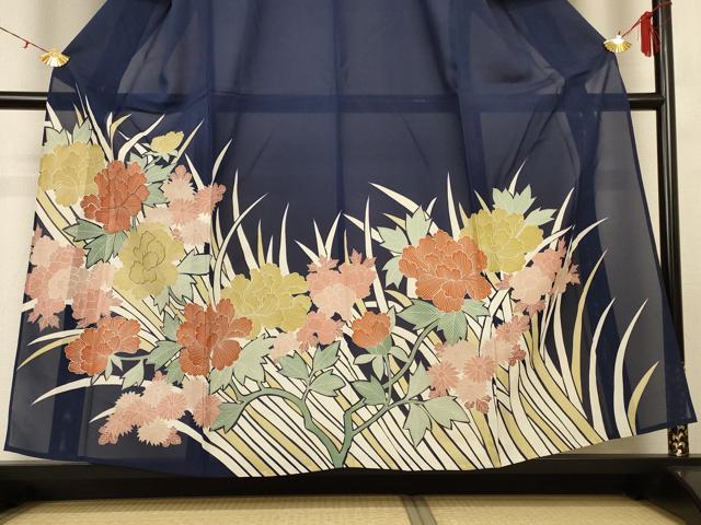 平和屋着物＊夏物 色留袖 絽 草花文 反端付き 正絹 逸品 AABG9125jd