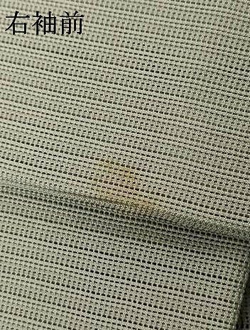 平和屋着物＊夏物 色無地 横段紋紗 千草鼠色 正絹 逸品 AABG9131jd