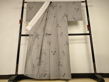 平和屋着物＊夏物 紗紬 小千谷 彩稚駒絣 勝虫 蜻蛉 反端付き 正絹 逸品 AABG9133jd