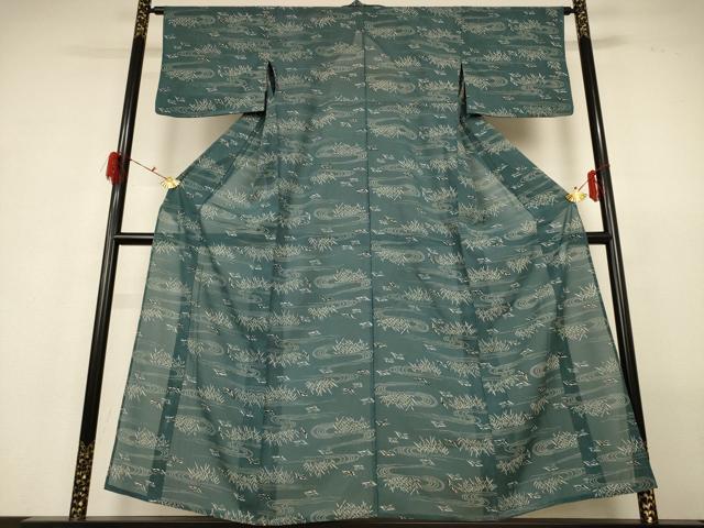 平和屋着物＊夏物 小紋 絽 流水飛鳥文 正絹 逸品 AABG9137jd