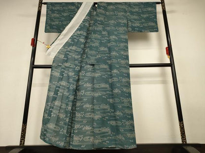 平和屋着物＊夏物 小紋 絽 流水飛鳥文 正絹 逸品 AABG9137jd